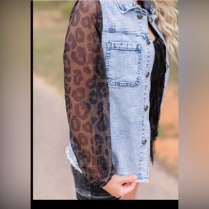 Crazy Train Kentucky Cool Jacket Denim Cheetah Mesh Aztec Buttons NFR